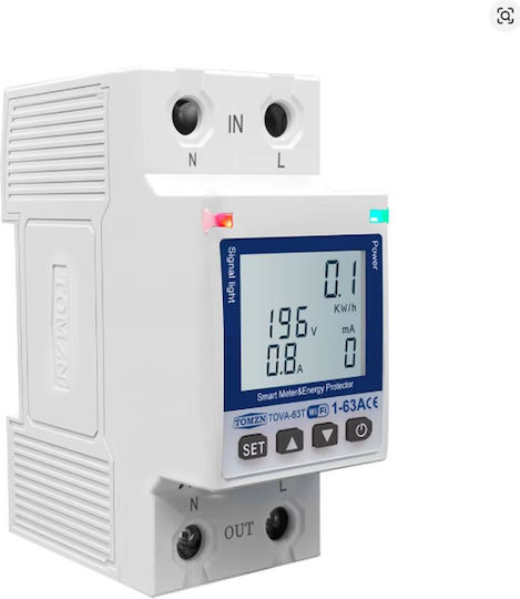 Tomzn Tova-63t Wifi Intelligenter Energie-Analysator & Strommesser 63a Spannungs- und Leckageschutz
