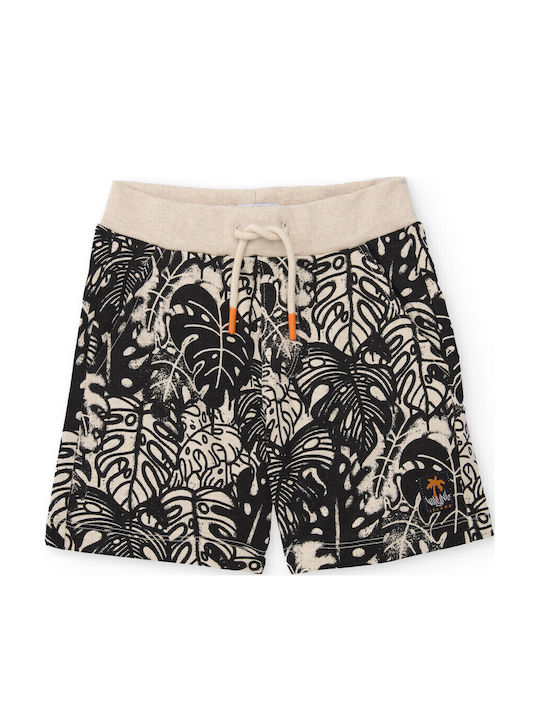 Kinder Shorts Bermudas Stoff Schwarz/Beige