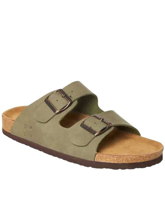 Funky Buddha Leather Men's Sandals in Green Colour