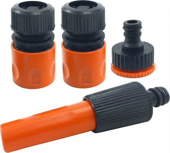 Set of Water Sprayer and Connection Accessories 4pcs Orange Black
