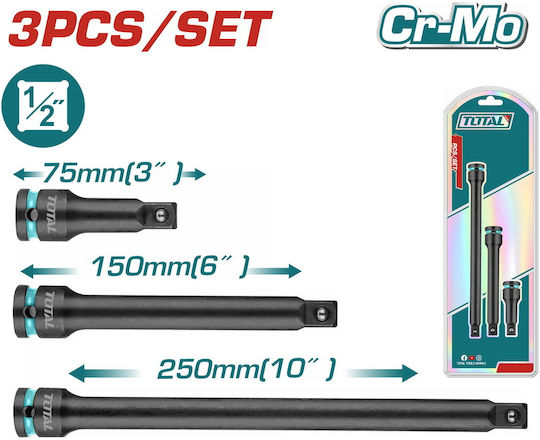 Prelungiri Aer Negre Total 1/2" Set 3 Bucăți Profesional Thiseb12031