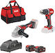 Flex Box 2 Set Angle Grinder & Impact Drill Driver 18V with 2 Batteries 5Ah and Case