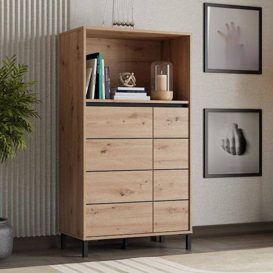 Pop Επιδαπέδια Βιτρίνα από MDF με Τζάμι & Φωτισμό Μαυρο Ματ 74x40x135cm 11015527