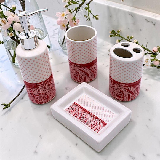 Ceramic Orange Bathroom Accessory Set 4 Pieces Ceramic Orange Bathroom Accessory Set 4 Pieces