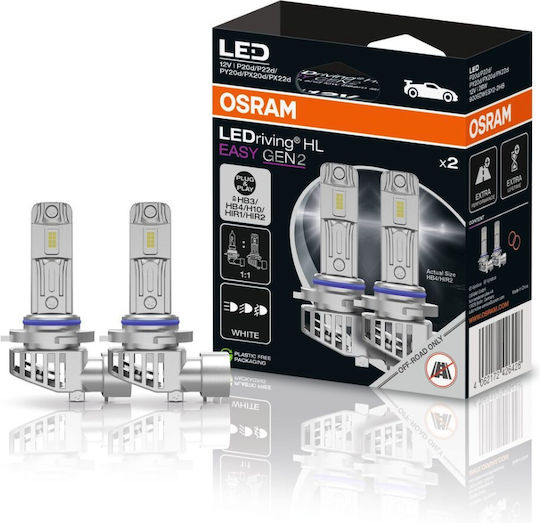 Osram Ledriving Hl Easy Hb3 Hb4 Hir1 Hir2 H10 Σετ Λάμπες Led Retrofit 6500k 12v 2 Τεμ 9005dwesy2-2hb Osm-9005dwesy2-2hb