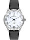 Perfect Men's Battery Watch with Black Leather Strap