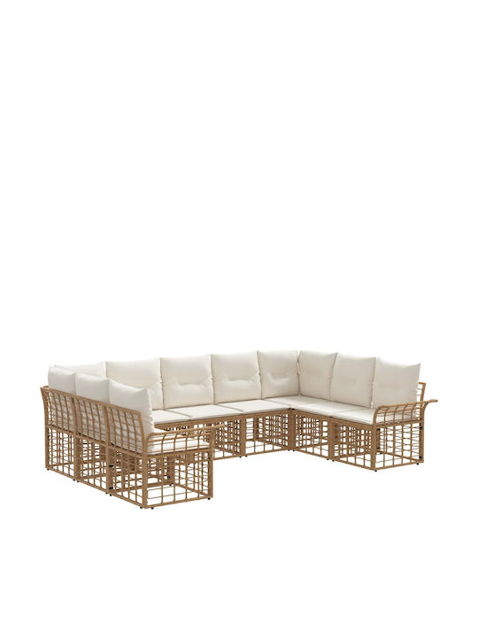 Ecksofa Outdoor Metallisch Beige mit Kissen