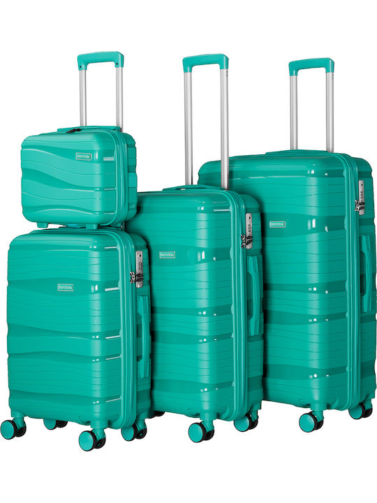 Provitera Hartgepackte Grüne mit 4 Rädern Koffer-Set 4 Stück