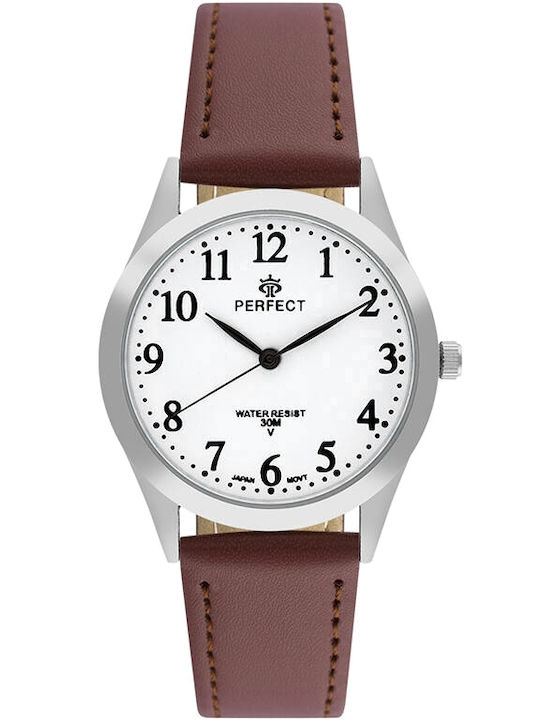 Perfect Γυναικείο Ρολόι 34mm Μπαταρίας με Ασημί Μεταλλικό Μπρασελέ