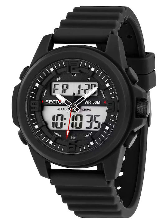 Sector Men's Battery Watch with Black Rubber Strap