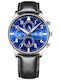 Men's Watch 42mm Battery Chronograph with Black Leather Strap