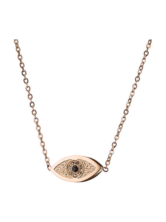 Art Collection Necklace From Pink Gold Plated Steel