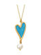 VTJ Necklace With Heart Design In Silver With Light Blue Pearls