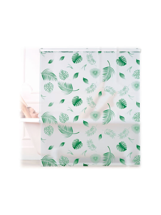 Relaxdays Κουρτίνα Μπάνιου Υφασμάτινη Ρολό White/green