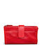 Large Leather Women's Travel Wallet Red