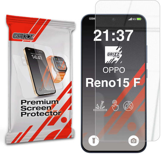 Grizzglass Hybridglass Tempered Glass Screen Protector Compatible Oppo Reno 15 F Transparent