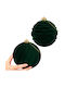 Velvet Elegant Large Christmas Baubles 15 Cm Set 2 Green