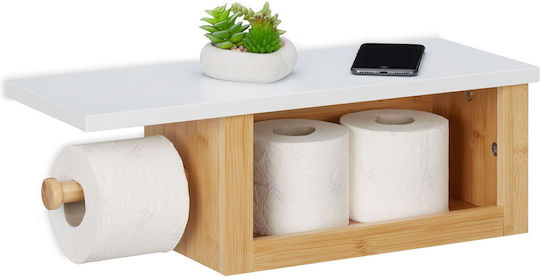 Relaxdays Badezimmerboxen und -körbe Bambus Papierhalter Braune