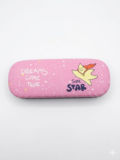 Little Star Hard Eyeglass Case with Magnetic Closure Pink