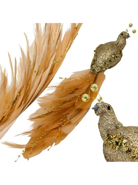 Koopman Illuminated Christmas Plastic Peacock Figure Gold Length 9cm