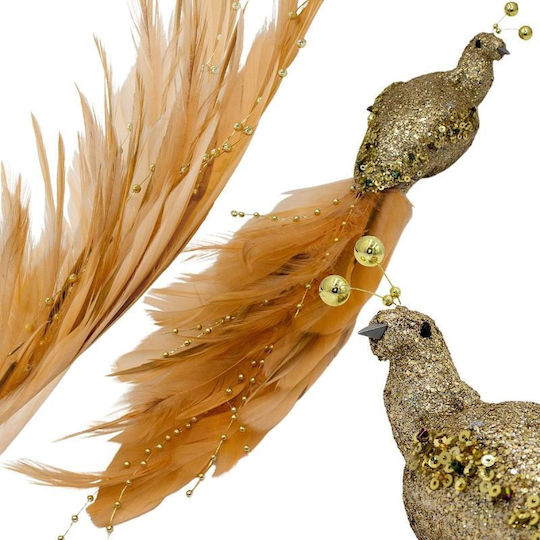 Koopman Illuminated Christmas Plastic Peacock Figure Gold Length 9cm