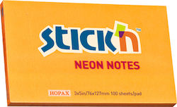 Stick'N Αυτοκόλλητα Χαρτάκια σε Κύβο Πορτοκαλί 7.6x12.7εκ.