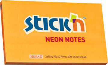 Stick'N Αυτοκόλλητα Χαρτάκια Σημειώσεων σε Κύβο 100 Φύλλων Πορτοκαλί 7.6x12.7εκ.