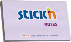 Hopax Самозалепващи Листчета 76 X 127 Мм 100 Листа Stick'n Пастелно Лилаво