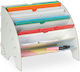 Relaxdays Organizator De Birou 6 Compartimente Mdf Alb 27x34x27cm