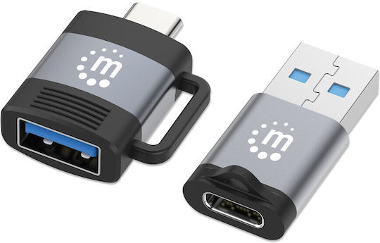 Manhattan Μετατροπέας USB-C male σε USB-A female 1τμχ 356329