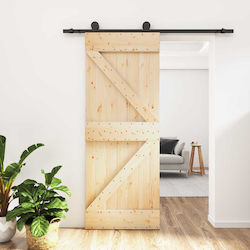 Ușă Glisantă Natur Negru 70 X 210 Cm 3444969 Maro