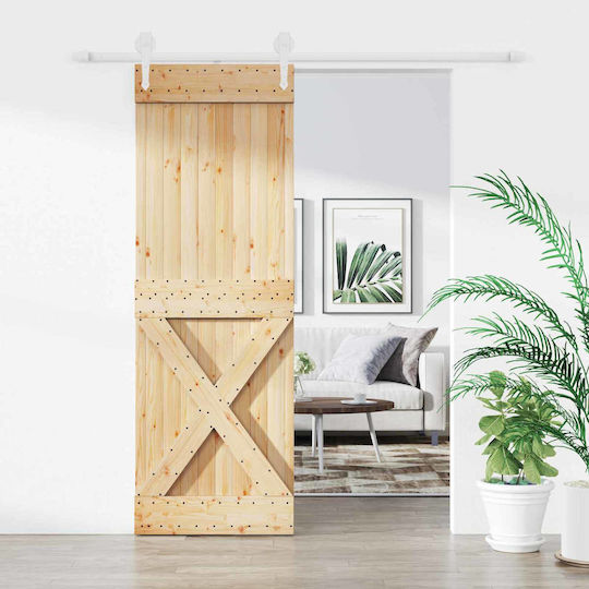 Sliding Door Natural White 80 x 210 cm Solid Pine Wood 3445173 Brown