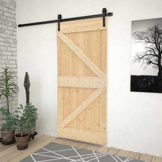 Schiebetür Natürliches Schwarz 80 x 210 cm Massivholz Kiefer 3444856 Braun