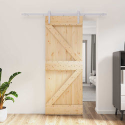 Συρόμενη Πόρτα Φυσικό Λευκό 80 X 210 Cm Μασίφ Ξ...