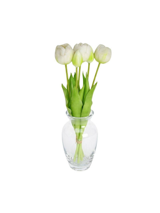 Bouquet 5 White Peony Tulips 39 Cm Life-like Spring Decoration