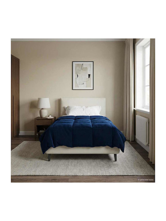vidaXL Single Duvet Cover Set 155x200cm With Pillowcase Dark Blue