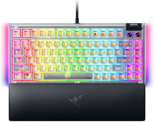 Razer BlackWidow V4 Gaming Mechanical Keyboard 75% with Razer Orange Switches and RGB Lighting English US Phantom White Edition