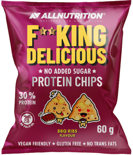 Allnutrition F**king Delicious Протеинов Чипс БАРБЕКЮ Ребра Протеинов Чипс 60 Г Вкус Пържоли Барбекю