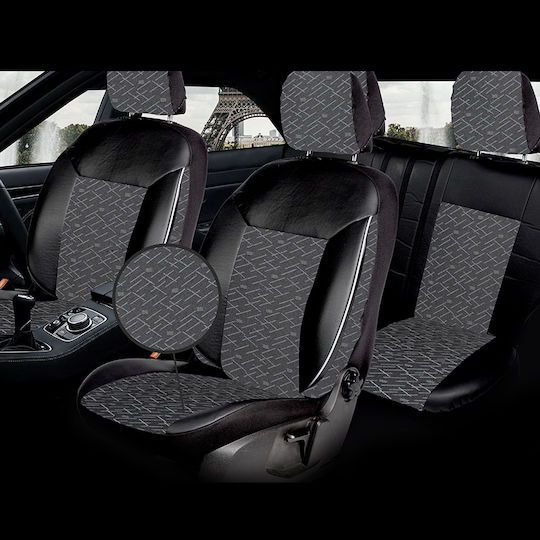 Huse Scaune Auto Comfort K12 Negru-Gri Set Complet 12 Buc