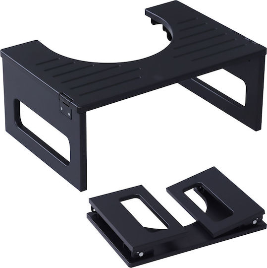 Relaxdays Scaun De Toaletă 43 X 27.5 X 18 Cm Pliabil Bambus Negru