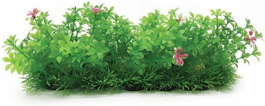 Aqua Natura Plant Aquarium Decoration Green Plastic 10 Cm Trough Pot Single Pink Flowers