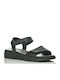 Damen Anatomische Flache Sandalen Schwarz