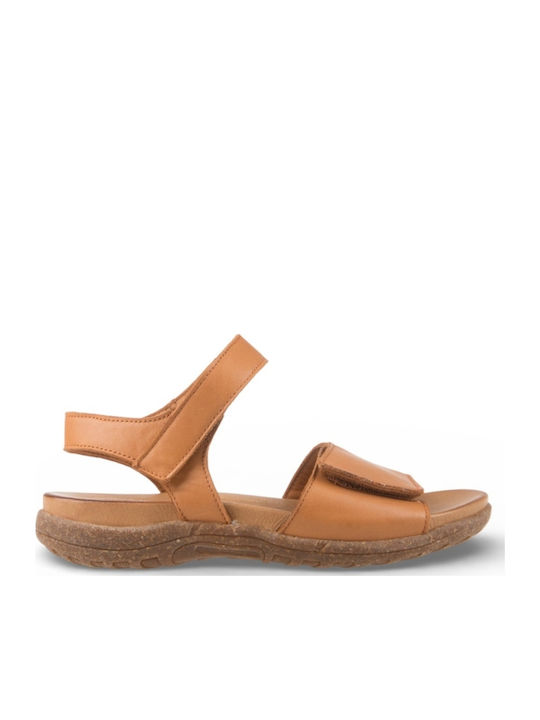 Leather Women's Flat Sandals Brown