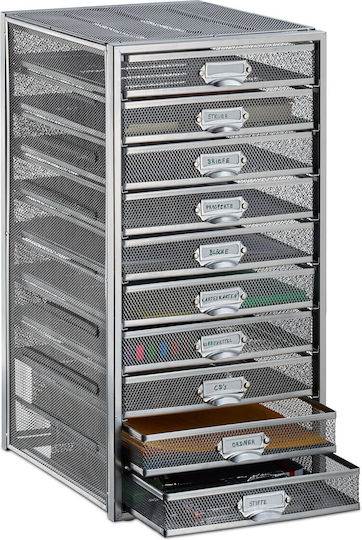 Relaxdays Office Document Organizer 10 Compartments A4 Size 55 X 27.5 X 35.5 Cm Steel White