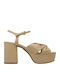 Damen Sandalen Beige Leder