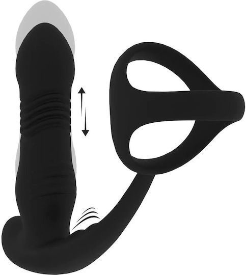 Vibration Penisinringe aus Silikon mit Prostata-Massagegerät Tri O Schwarz