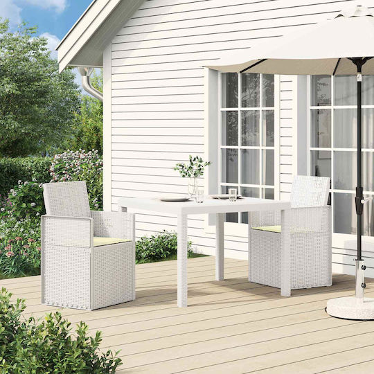 vidaXL Outdoor Chair Polypropylene Cream with Cushion 2 Pieces 53x47x88.5cm