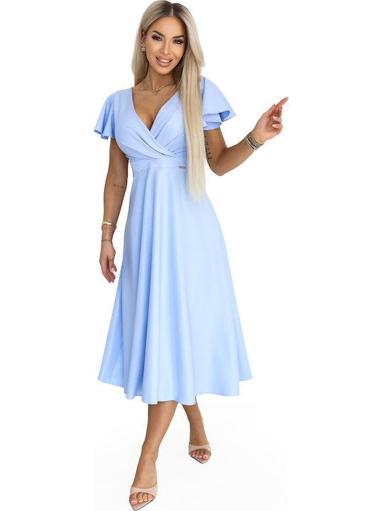 Summer Midi Evening Wrap Dress Sky Blue
