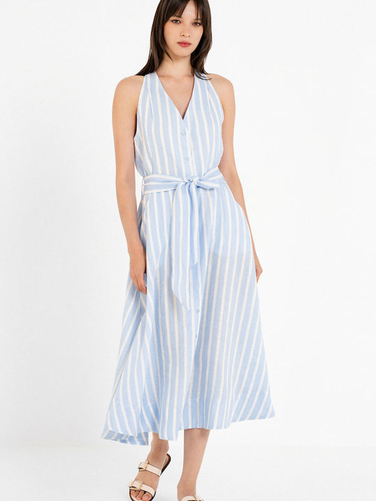 Philosophy Wear Καλοκαιρινό Midi Φόρεμα Light Blue