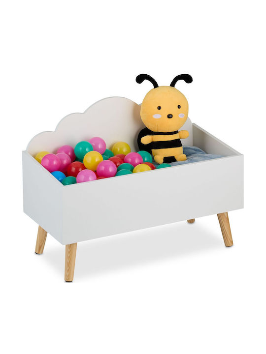 Relaxdays Cutie De Depozitare Pentru Copii Din Lemn Alb 45x60x30cm